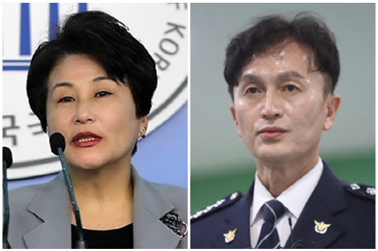 전여옥(왼쪽) 전 국회의원과 류삼영 총경. <연합뉴스>